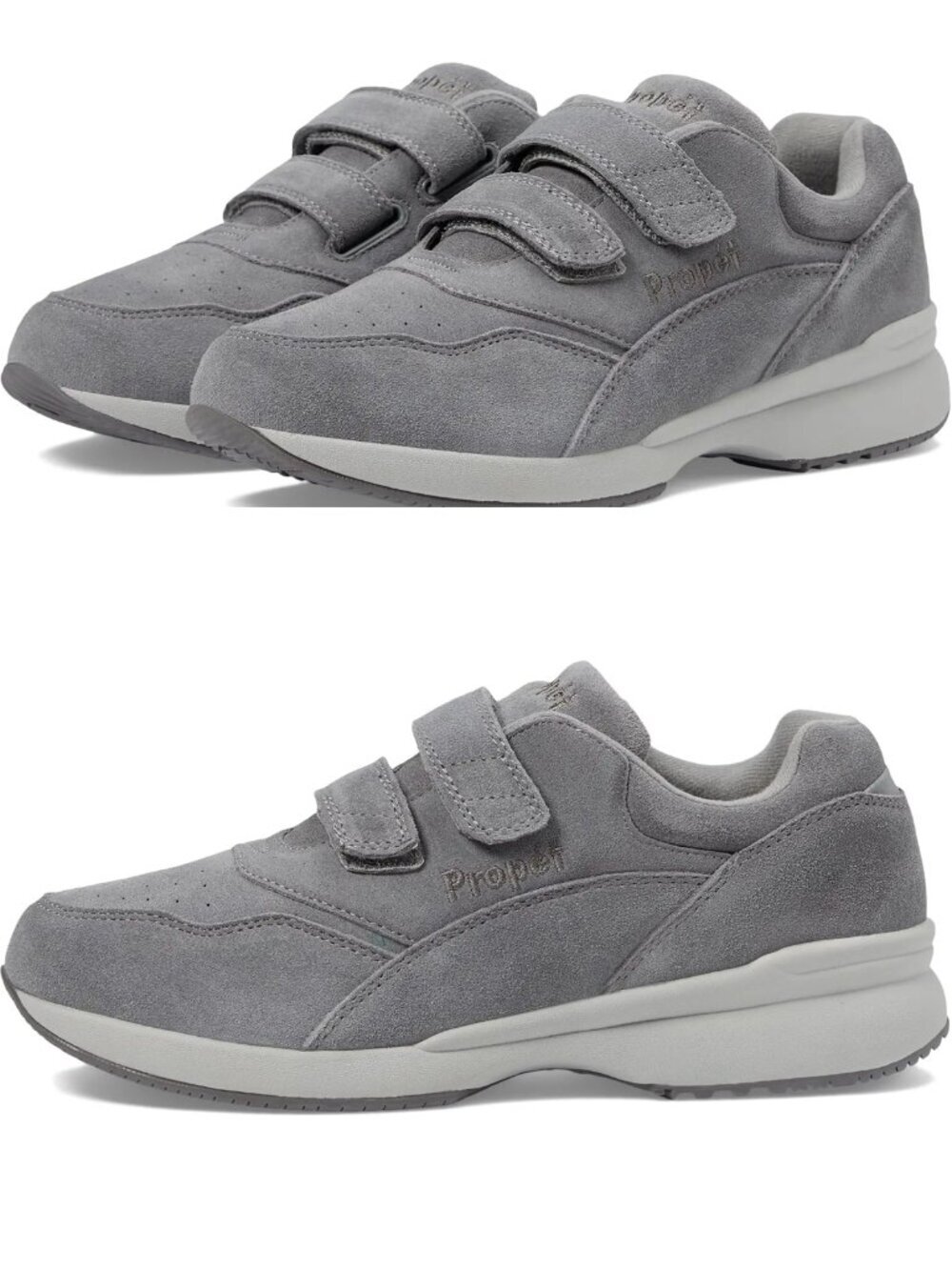 NWT New Propét Tour Walking Grey Suede Sneakers Size 7.5 XX-Wide
